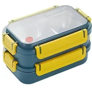Lunch Box 1200 ml Iki Kat Üç Bölme Paslanmaz Çelik-Metal KAŞIKLI-FFLBOX2215