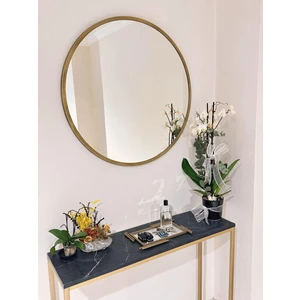 Ersan Dizayn Metal Çerçeveli Gold Eskitme Yuvarlak Ayna Çap 80 cm