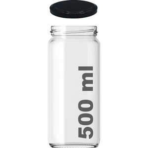 500 ml Konserve Kavanoz Metal Siyah Kapaklı Şeffaf Cam 500 cc Paşabahçe 1 Adet