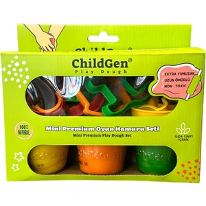 Doğal Oyun Hamuru Mini Set (3X125GR Oyun Hamuru+8 kalıp)