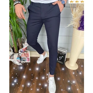 3A Moda Erkek Italyan Kesim Dar Kalıp Dar Paça Kumaş Pantolon LACİVERT