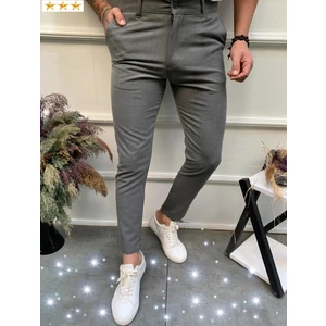 3A Moda Erkek Italyan Kesim Dar Kalıp Dar Paça Kumaş Pantolon KOYU GRİ