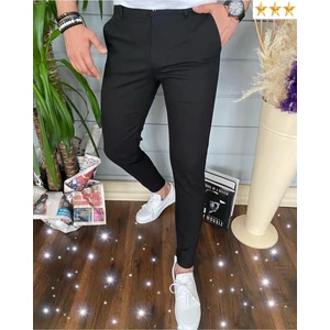 3A Moda Erkek Italyan Kesim Dar Kalıp Dar Paça Kumaş Pantolon SİYAH