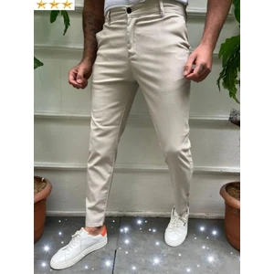 3A Moda Erkek Italyan Kesim Dar Kalıp Dar Paça Kumaş Pantolon KREM