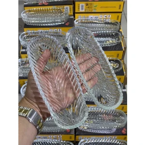 2 Li Cam Kayık Tabak Sunum Servis Tabağı Mini Boy 18CM