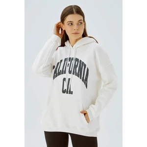 3720 Kapüşonlu Oversize Sweat Ekru