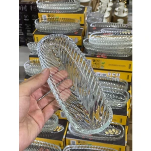 6 Lı Cam Kayık Tabak Sunum Servis Tabağı Mini Boy 18CM