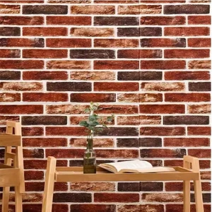 Renkli Duvarlar Kendinden Yapışkanlı Çok Renkli Taş Tuğla Desen Salon Ofis Duvar Kağıdı Paneli 70X35CM 1 Adet W149