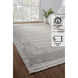 Konfor Bastia 1277 Krem Gri Yumuşak Örgü Modern Dokuma Bukle Halı100x200
