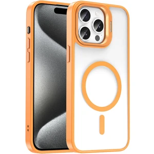 iPhone 15 Pro Kılıf Magsafe Wireless Şarj Özellikli Standlı Zore Magsafe Klon Lensli Kapak