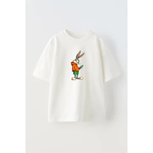 Nmg Tekstil Unisex Beyaz Oversize Pamuk Yeşil Şort Bugsbunny Baskılı Örme T-Shirt