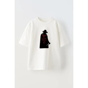 Nmg Tekstil Unisex Beyaz Oversize Pamuk Ideasare Bullet Baskılı Örme T-Shirt
