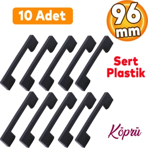 10 Adet Plastik Kulp Köprü Mobilya Mutfak Dolabı Çekmece Dolap Kulpları Kapak Kulpu Kulb Siyah 96 mm