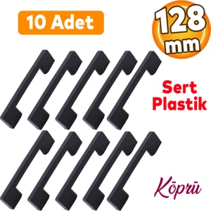 10 Adet Plastik Köprü Mobilya Mutfak Çekmece Dolabı Dolap Kapak Siyah Kulbu Kulpu Kulpları 128 mm