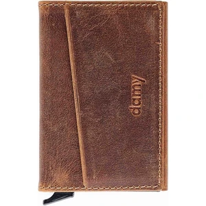 Hakiki Deri Unisex Mekanizmalı Kartlık 611CR - Taba