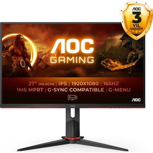 Aoc 27" 27G2SPU 1Ms 165Hz IPS 1920*1080p HDMI,DisplayPort G-Sync Gaming Monitör