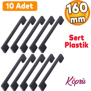 10 Adet Plastik Köprü Mobilya Mutfak Çekmece Dolabı Dolap Kapak Siyah Kulbu Kulpu Kulpları 160 mm