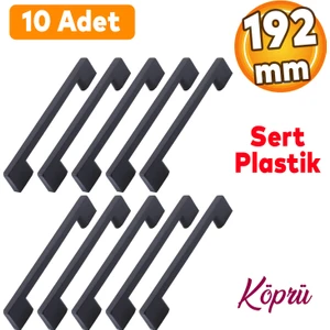 10 Adet Plastik Köprü Mobilya Mutfak Çekmece Dolabı Dolap Kapak Siyah Kulbu Kulpu Kulpları 192 mm