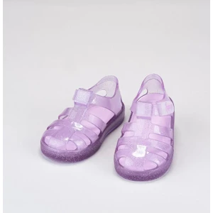 Star Glitter Kız Çocuk Simli Mor Sandalet