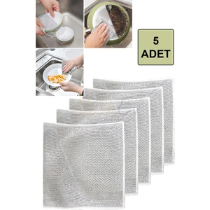 5 Adet Çizilmez Tel Bulaşık Bezi - Zor Kir Bezi, Mutfak Banyo Bezi Çift Katlı Çok Amaçlı Çelik Tel Bez