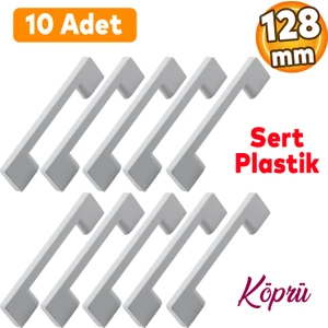 10 Adet Plastik Köprü Mobilya Mutfak Çekmece Dolabı Dolap Kapak Beyaz Kulbu Kulpu Kulpları 128 mm