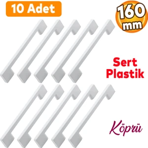 10 Adet Plastik Köprü Mobilya Mutfak Çekmece Dolabı Dolap Kapak Beyaz Kulbu Kulpu Kulpları 160 mm
