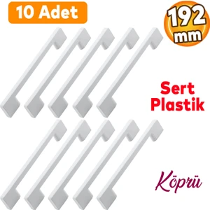 10 Adet Plastik Köprü Mobilya Mutfak Çekmece Dolabı Dolap Kapak Beyaz Kulbu Kulpu Kulpları 192 mm