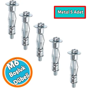 Boşluk Dübel Çelik Alçıpan Frt Tuğla Duvar Bims Paraşüt Dübeli 6X37 Metal (5 Adet)