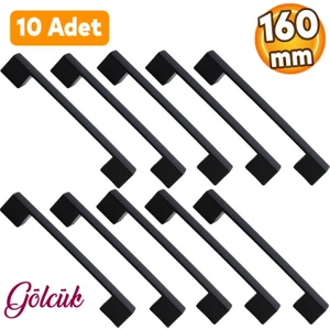 10 Adet Gölcük Düz (160 mm - 16 cm) Siyah Metal Mobilya Mutfak Çekmece Dolap Dolabı Kulbu Kulpu Kulpları