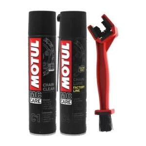 Motosiklet Zincir Temizleme C1 ve Zincir Yağlama Spreyi C4 400 ml ve Temizlik Fırçası