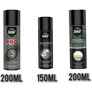 Silikon Sprey 1 x 200 ml - Selsil Klima Temizleme Spreyi 1X150 ml - Selsil Pas Sökücü Pro 1 x 200 ml