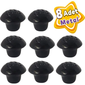 8 Adet Siyah Noktalı Mantar Düğme Kulp Mobilya Çekmece Dolap Kapak Kulbu Metal Kulp Aksesuarları Vidalı