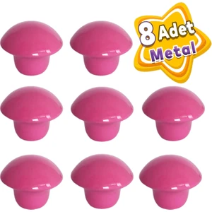 8 Adet Pembe Mantar Düğme Kulp Çocuk Bebek Mobilya Çekmece Dolap Kapak Kulbu Metal Kulp Aksesuarları Vidalı