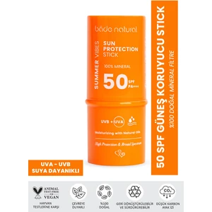 Bade Natural %100 Mineral Filtreli ve Doğal 50 SPF Güneş Koruyucu Stick Yaşlanma Karşıtı ve Besleyici