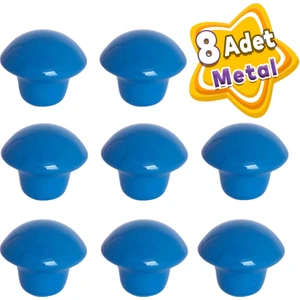 8 Adet Mavi Mantar Düğme Kulp Çocuk Bebek Mobilya Çekmece Dolap Kapak Kulbu Metal Kulp Aksesuarları Vidalı