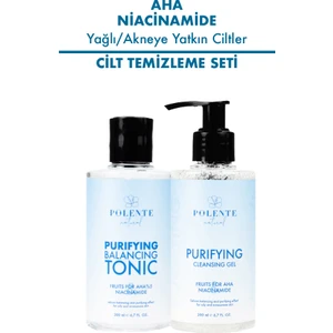 Polente Natural - Arındırıcı Cilt Temizleme Seti - Yağlı ve Akneye Yatkın Ciltler Aha ve Niacinamide