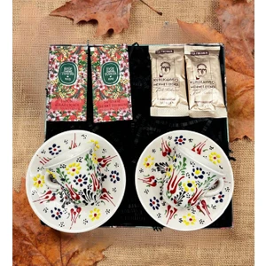 Fiorella Gift El Yapımı Çini Fincan Seti & Kahve & Mendil & Hediye Seti & Hediye Kutusu & Doğum Günü & Sevgili & Yeni Iş Terfi