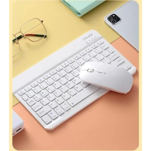 Apple iPad Pro 4. Nesil 11" Tablet Için Uyumlu Slim Şarjlı Türkçe Bluetooth Klavye ve Mouse Seti