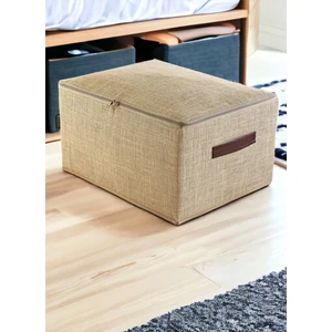 Prendi Home Orta Boy Jüt Kumaş Deri Saplı Baza Altı,Dolap Içi Destekli Hurç 35 x 42 x 23  cm