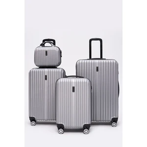 4'lü Valiz Seti Elatae Valiz Büyük - Orta - Kabin Boy ve Makyaj Gri 1020
