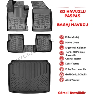 Mercedes Glb Üst Bagaj 2019 Sonrası 3D Araca Özel Paspas ve Bagaj Havuzu Bmy