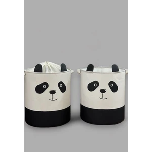 Prendi Home Panda Tasarımlı 2' Li Bebek Çocuk Odası Düzenleyici Saklama Kutusu Oyuncak Kirli Sepeti 37X40