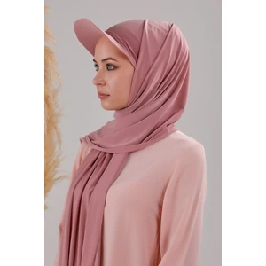 Melodi Scarf Kadın Tesettür Şapkalı Boneli Hazır Şal Pudra