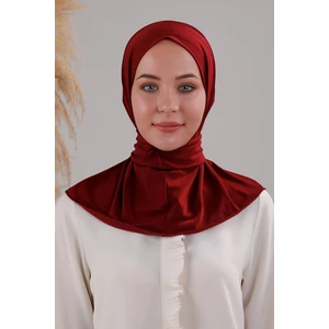 Melodi Scarf Kadın Tesettür Pratik Çıtçıtlı Sandy Fular Hazır Şal Bordo