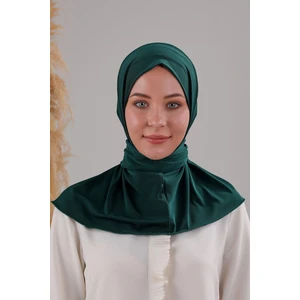 Melodi Scarf Kadın Tesettür Pratik Çıtçıtlı Sandy Fular Hazır Şal Zümrüt Yeşili