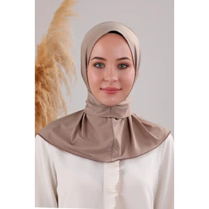 Melodi Scarf Kadın Tesettür Pratik Çıtçıtlı Sandy Fular Hazır Şal Vizon