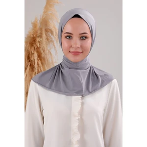 Melodi Scarf Kadın Tesettür Pratik Çıtçıtlı Sandy Fular Hazır Deniz Havuz Uyumlu Şal Açık Gri