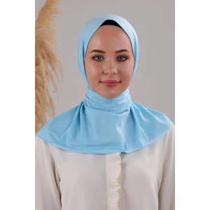 Melodi Scarf Kadın Tesettür Pratik Çıtçıtlı Sandy Fular Hazır Şal Bebe Mavisi