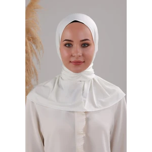 Melodi Scarf Kadın Tesettür Pratik Çıtçıtlı Sandy Fular Hazır Deniz Havuz Uyumlu Şal Ekru