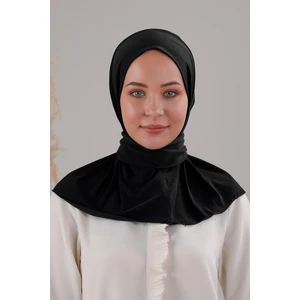Melodi Scarf Kadın Tesettür Pratik Çıtçıtlı Sandy Fular Hazır Deniz Havuz Uyumlu Şal Siyah